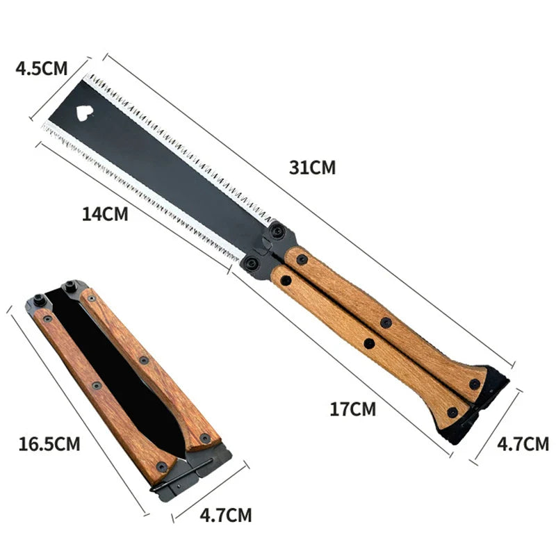 Multifunctional Folding Butterfly Saw Household Small Hand-Held Logging Saw Woodworking Tool Saw Double-Sided Grinding Hand Saw