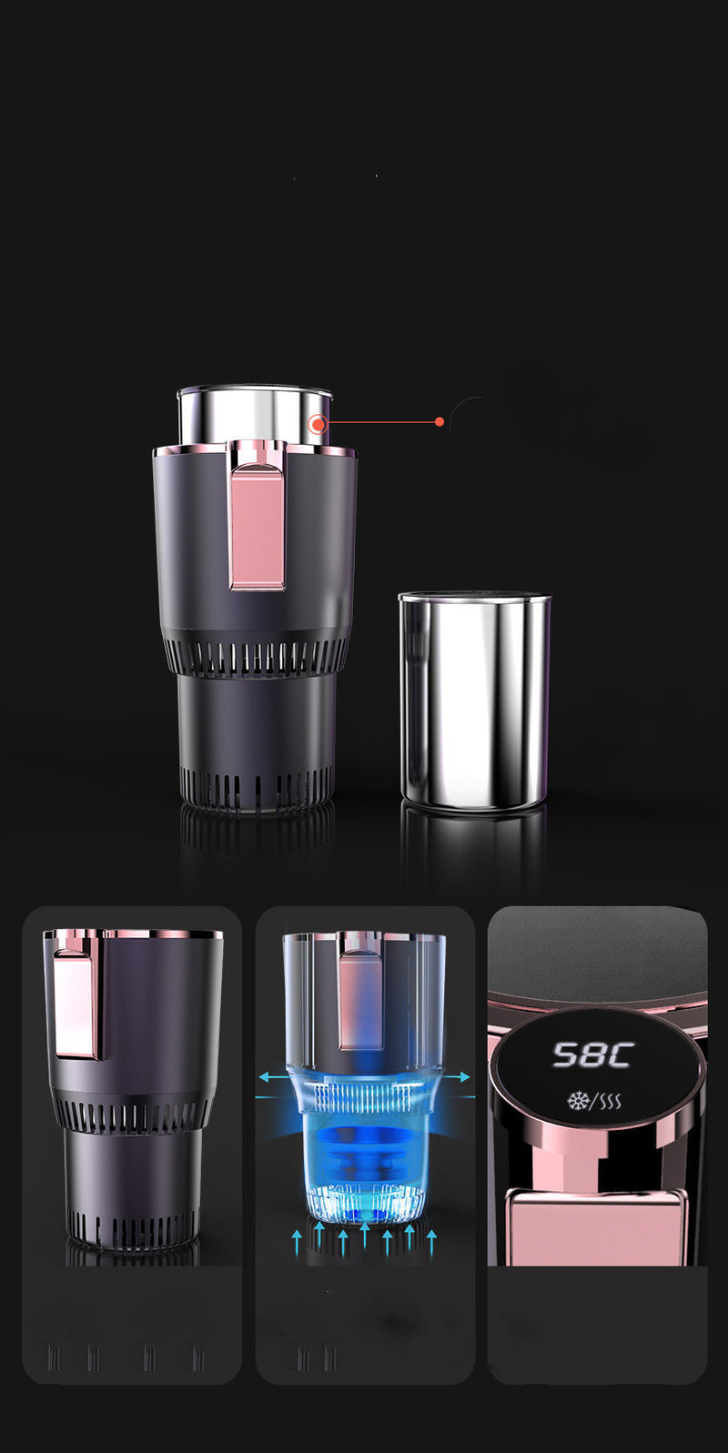 2-in-1 Intelligent Car Cup Warmer and Cooler with Smart Digital Display